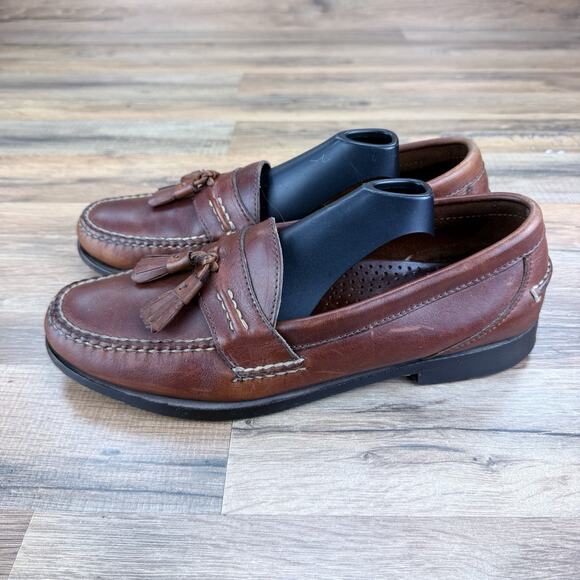 LL Bean Loafers With Tassels Men\'s US 10.5 Brown Leather Slip On Shoes main image 6